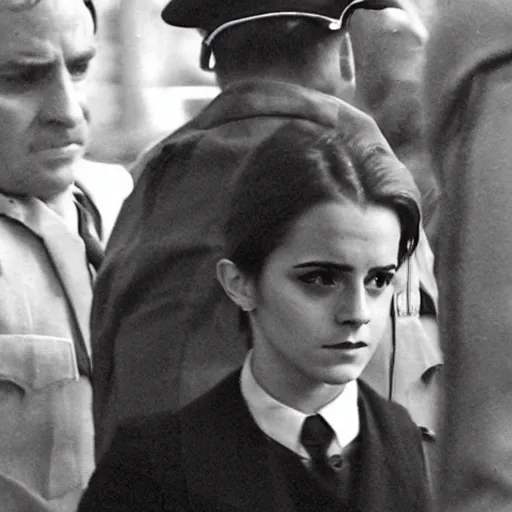 Image similar to emma watson being arrested during the nuremberg trials