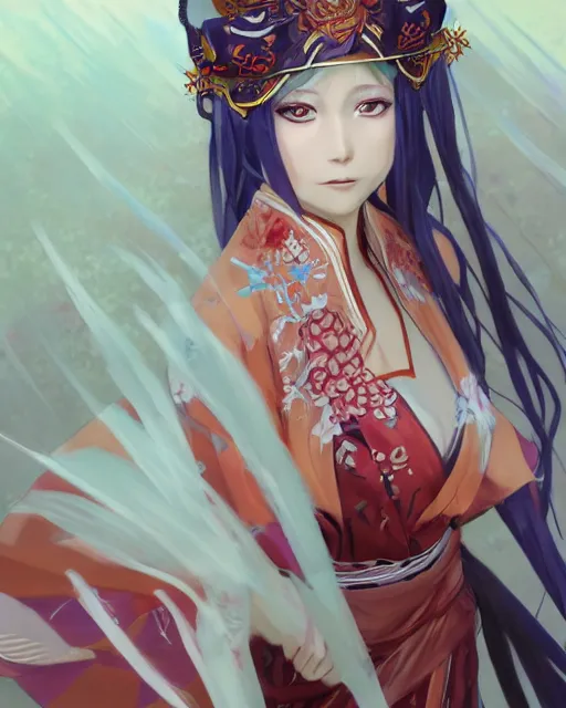 Image similar to A full-body anime portrait of Ssunbiki as a beautiful woman wearing a kimono from Skyrim, by Stanley Artgerm Lau, WLOP, Rossdraws, James Jean, Andrei Riabovitchevy, Marc Simonetti, and Sakimichan, trending on artstation