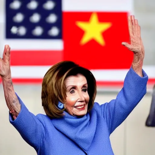 Image similar to nancy pelosi waving chinese flag