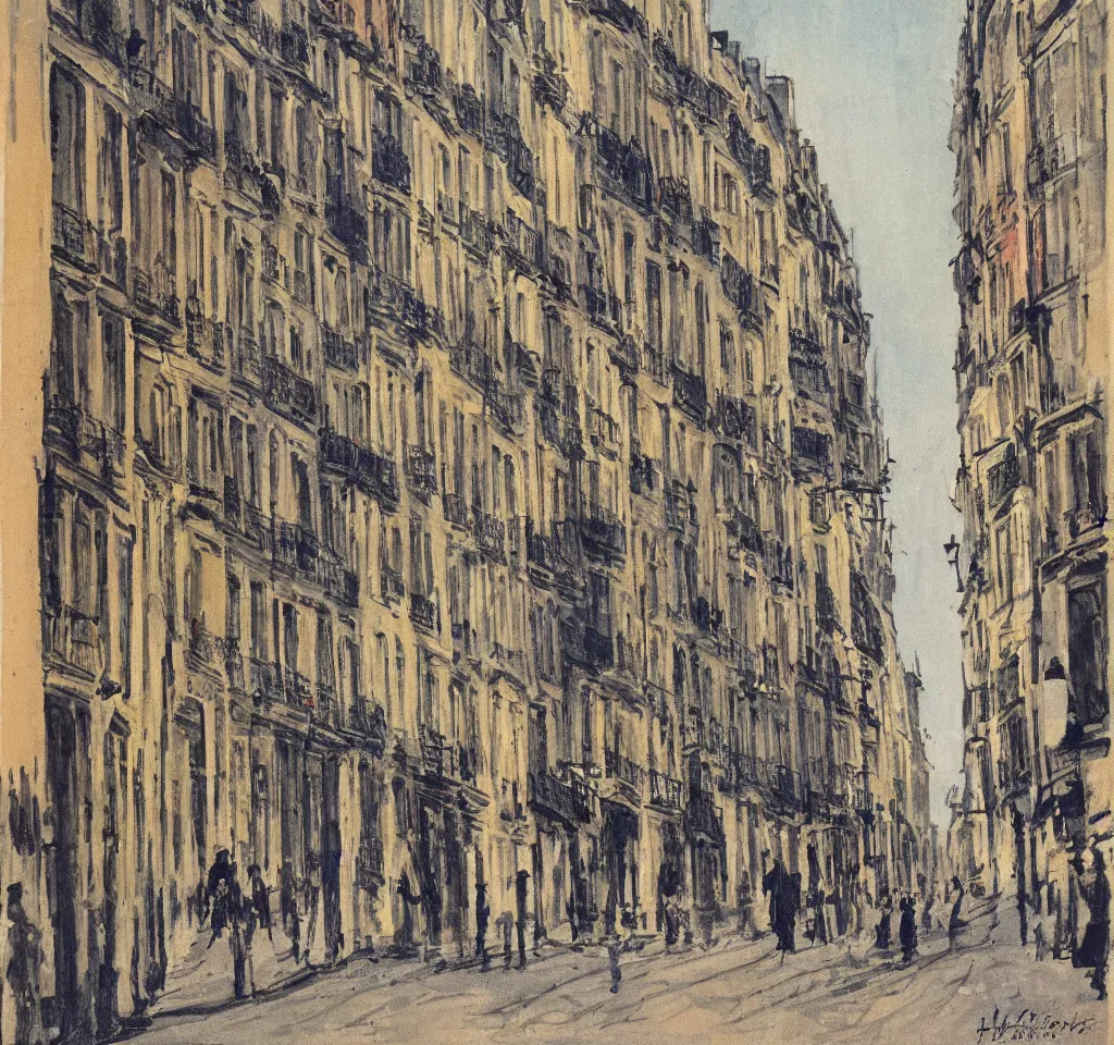 Image similar to color serigraphy of paris streets, by henri riviere