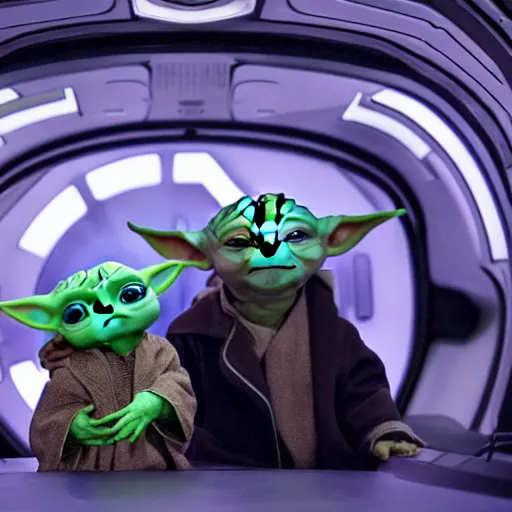Prompt: Baby yoda pilots a spaceship is mistaken as a UAP, movie still promotion, imax
