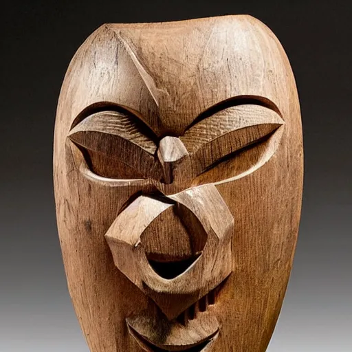 Prompt: tiki mask, carved wood, photo, surrealistic, creepy, dark, epic, cinematic, style of atget, detailed