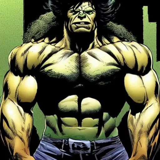 Prompt: the incredible hulk dressed as wolverine