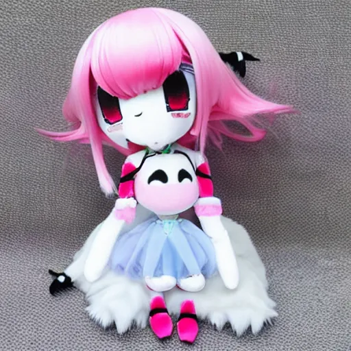 Prompt: cute fumo plush of a chibi spider girl, anime girl, kawaii monster girl