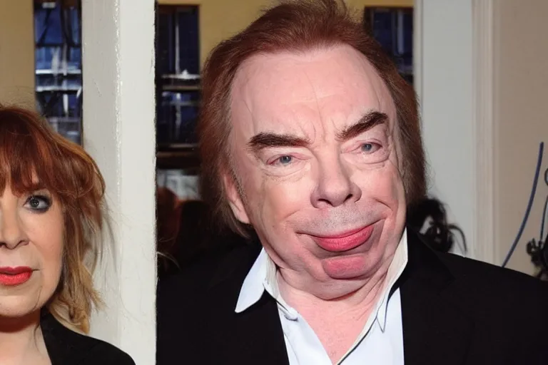 Image similar to andrew lloyd webber very wide face, eyes too far apart