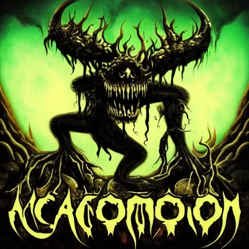 Prompt: Cacodemon death metal album cover