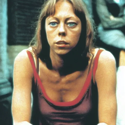 Image similar to jenny agutter, movie stills from the movie american werewolf in london, hot, sweaty,