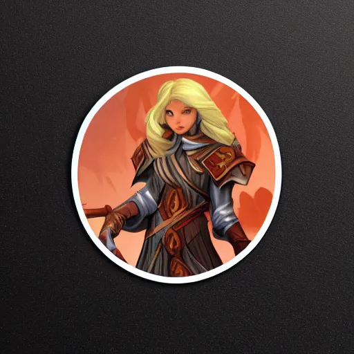 Image similar to a sticker of an aasimar from dungeons and dragons