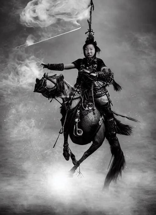 Prompt: old vintage photo of Chinese ancient warrior female on the complex steam punk hooverboard, extreme sports photography , dynamic photography, high speed,dirt and grawel flying in the spot, lens flares, dust in the air, moody lighting, intricate, elegant, highly detailed, centered, smooth, sharp focus, sports photography, old photo, black and white, sepia, cinematic lighting, cinematic angle, national geographic