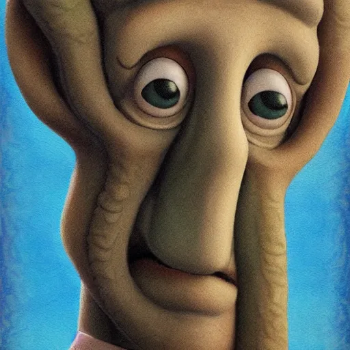 Prompt: handsome squidward, male portrait, pop asrt style