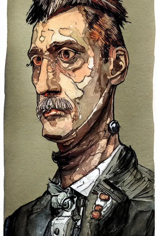 Prompt: zoomed out portrait of a german duke, stylized illustration, watercolor gouache detailed paintings from enki bilal, dieselpunk, solarpunk, artstation