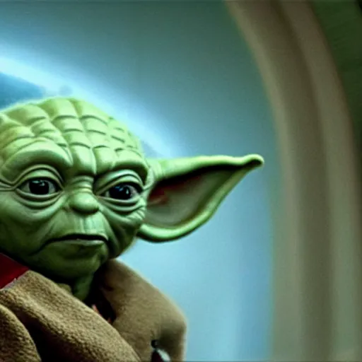 Image similar to yoda in star trek uniform, movie scene,4k