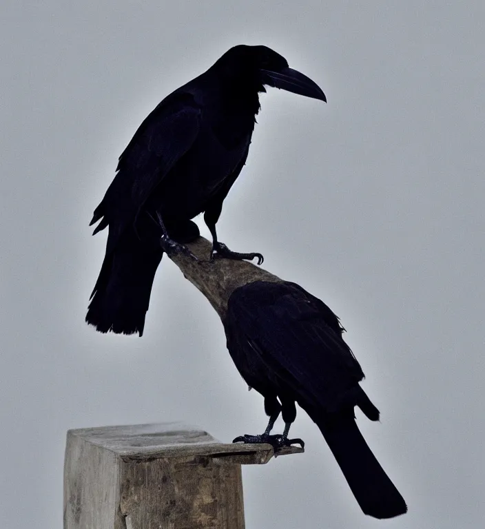 Image similar to raven bird in white coat