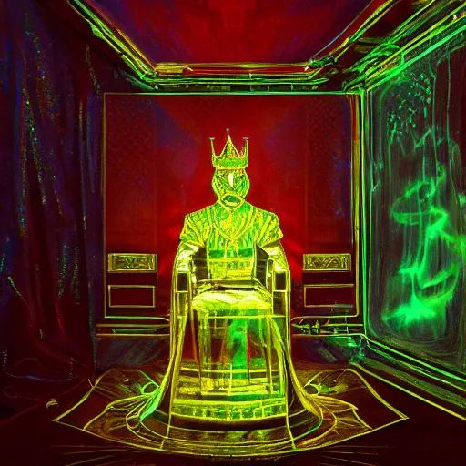 Image similar to a portrait of a phantom king in a holographic room, photographed by erwing olaf