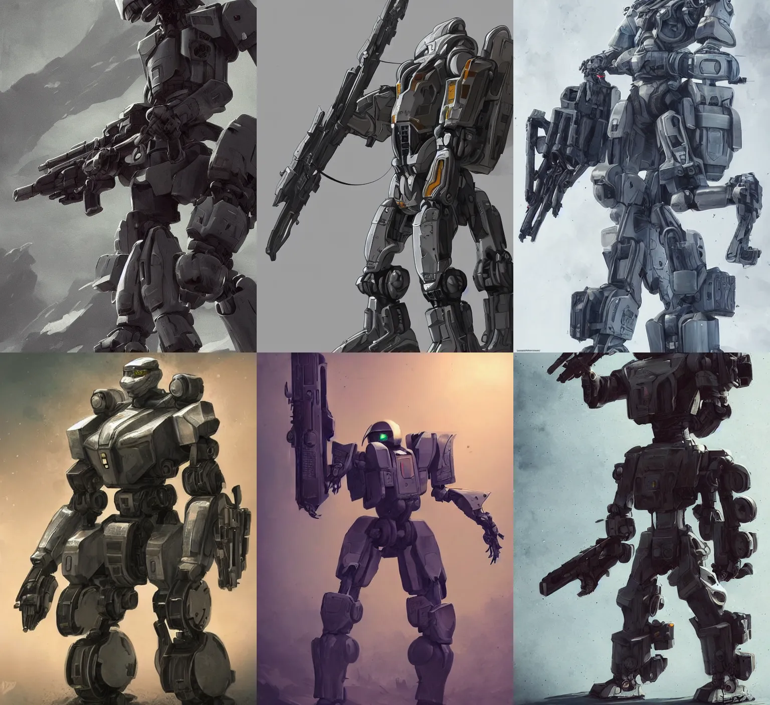 Prompt: full body shot of a mech soldier holstering his rifle, art station trending, cinematic, concept art, 8k, Pinterest, cgsociety, hyper detailed, ultra realistic, illustration, epic, high resolution, post processing, high quality, highly detailed, sci fi, robot, sharp, accurate,