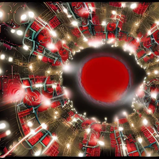 Image similar to a black hole in santa's factory. unrealistic. digital art. high fidelity. 4 k. high quality.