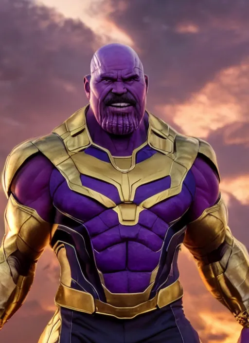 Prompt: steve harvey as thanos, detailed, art station, dynamic lighting, 8 k hdr movie still