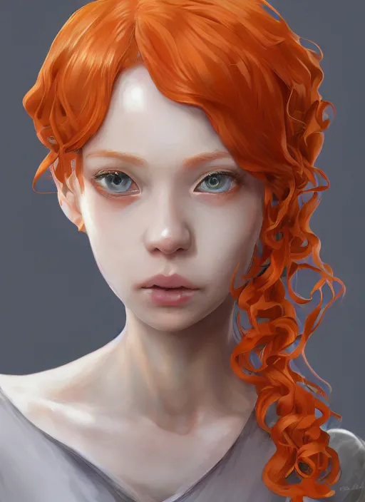 Prompt: biohazard portrait of curly orange hair girl anime digital, au naturel, hyper detailed, digital art, trending in artstation, cinematic lighting, studio quality, smooth render, unreal engine 5 rendered, octane rendered, art style by klimt and nixeu and ian sprigger and wlop and krenz cushart