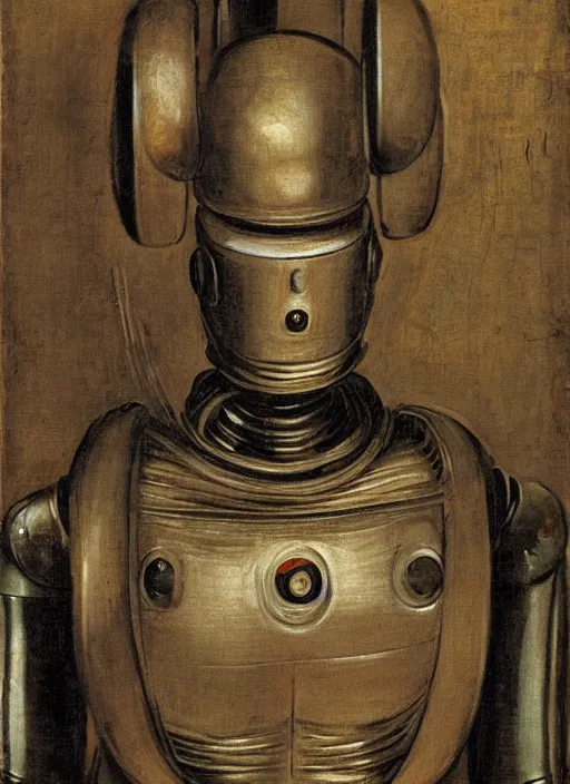 Image similar to a portrait of a robot by Tintoretto