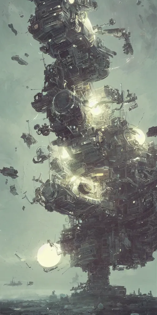 Image similar to colorful mcbess illustration of a robot trying to create the universe, intricate complexity, by greg rutkowski, jeremy mann, ross tran, ruan jia, takato yomamoto, ilya kuvshinov, 8 k, beautiful, cinematic dramatic atmosphere