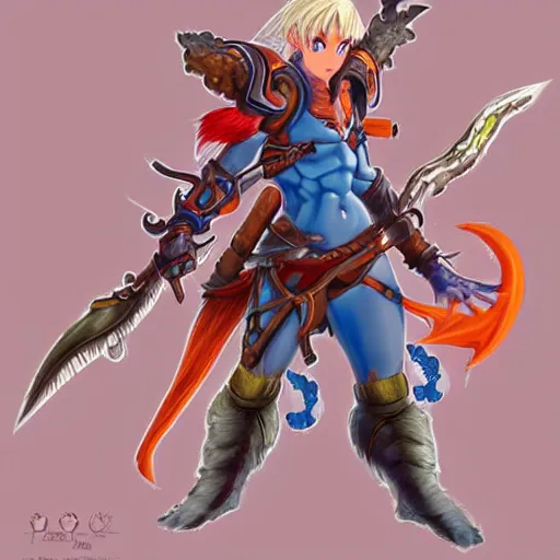 Prompt: character of breath of fire 4 by the artist Max Berthelot. Rendering the full body character . Sharp focus, full of details, by jenny harder and Jason Nguyen , art book, trending on artstation and Pinterest