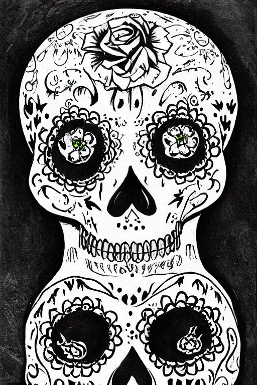 Image similar to Illustration of a sugar skull day of the dead girl, art by randolph stanley hewton