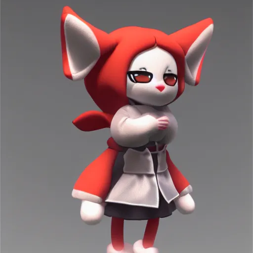 Image similar to cute fumo plush of a foxgirl tailor, three point lighting, dramatic, vray