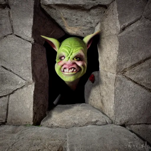 Image similar to goblin inside the wall, photo