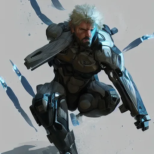 Image similar to Raiden Metal Gear Solid Revengeance,Greg rutkowski, Trending artstation, cinematográfica, digital Art