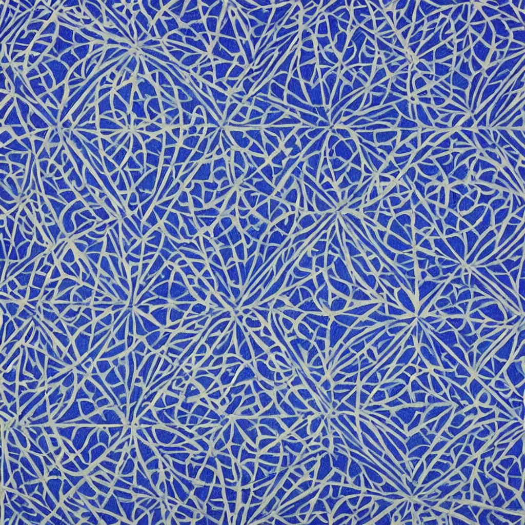 Prompt: a impasto oil painting of beautiful, symmetric indian pattern, blue! and white colors, ultra high details, symmetry, large geometric shapes