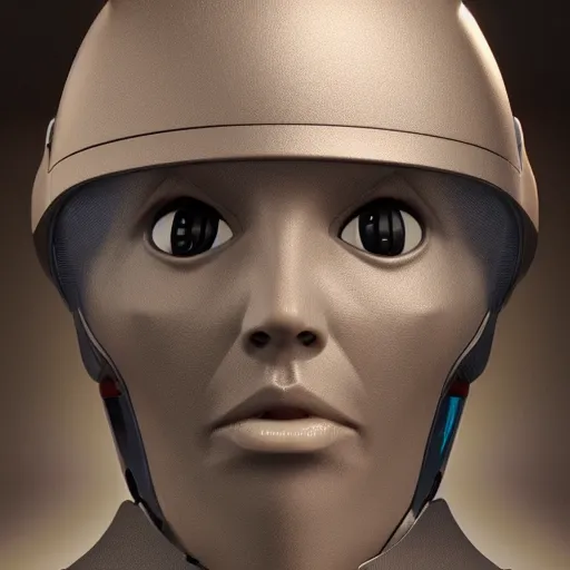 Image similar to an amazing robot-helmet, robotic head-bust portrait, of a sci-fi, human robot hybrid with weaponized systems built into the 3d helmet, cgi, zbrush, blender, octane render