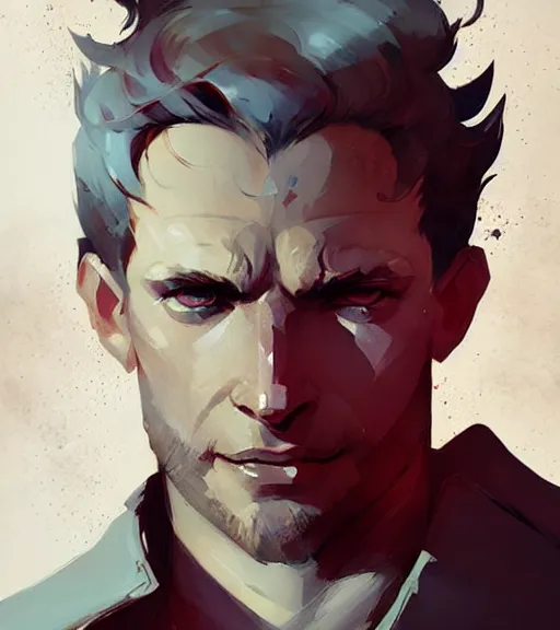 Image similar to portrait of cullen from dragon age by atey ghailan, by greg rutkowski, by greg tocchini, by james gilleard, by joe fenton, by kaethe butcher, dynamic lighting, gradient light blue, brown, blonde cream and white color scheme, grunge aesthetic