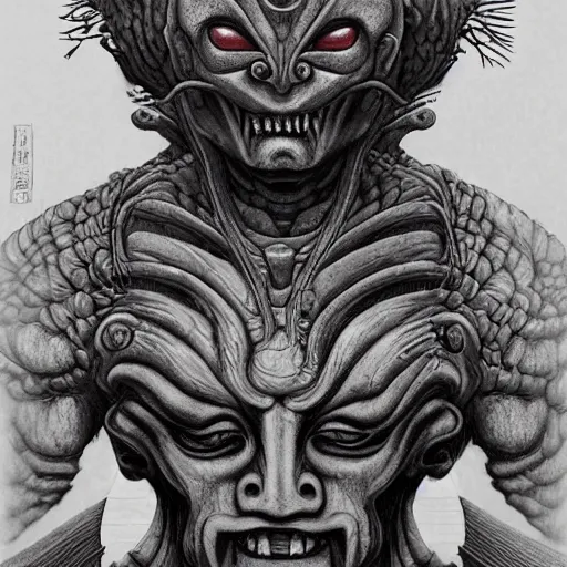 Image similar to naraka buddhist demon korean female, angry female alien, epic samurai warrrior, tubular creature, blood vessels, no face, dystopian surrealism, alex ries zdzisław beksinski mucha, symmetrical long head, smooth marble surfaces, smooth marble surfaces, detailed ink illustration, detailed ink illustration, raiden metal gear, cinematic smooth stone, deep aesthetic