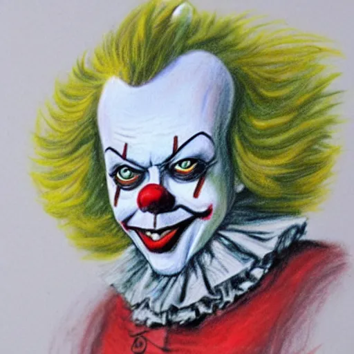 Image similar to Pastel sketch of Tim Curry's Pennywise