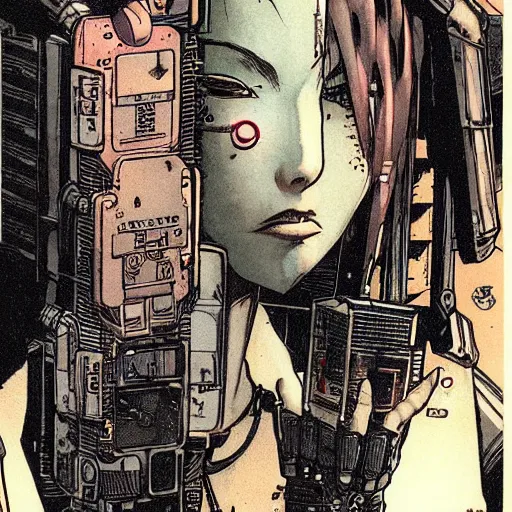 Prompt: android, killer - girl, high detail of the face, full body, close - up, 1 / 6 katsuya terada, style of cyberpunk, night, city,