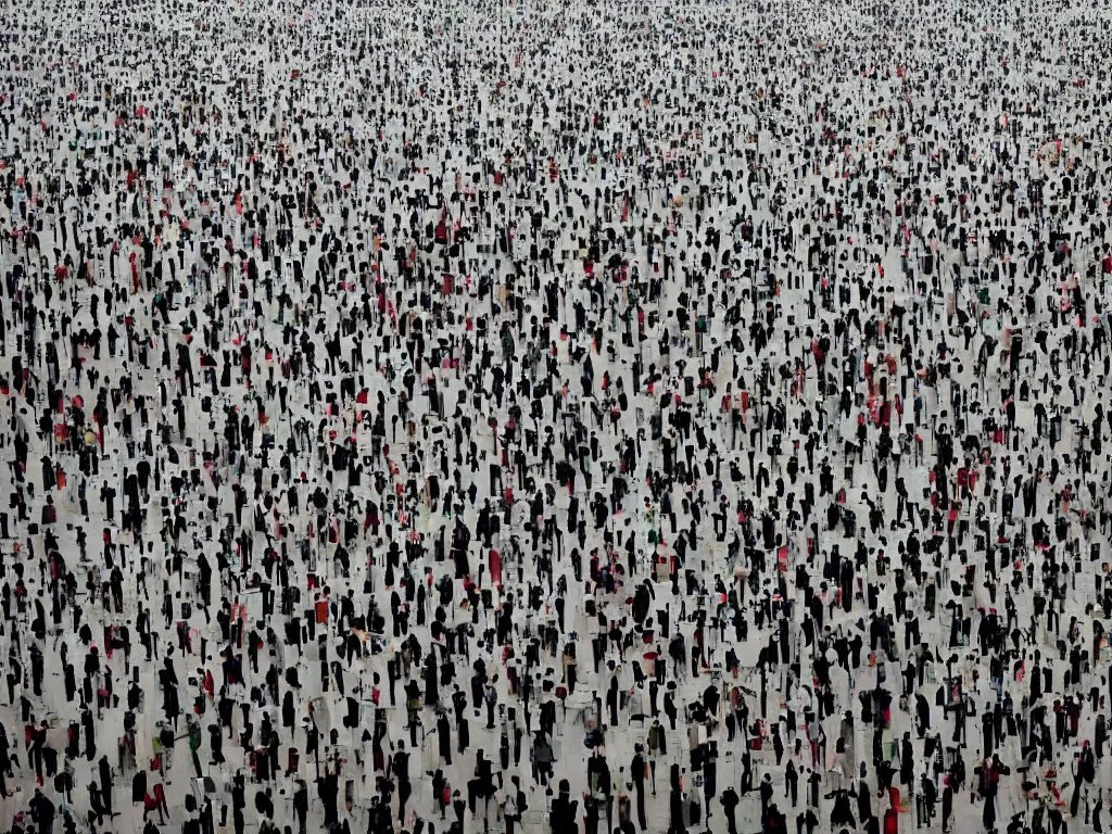 Prompt: ‘The Center of the World’ (Andreas Gursky photograph) was filmed in Beijing in April 2013 depicting a white collar office worker. A man in his early thirties – the first single-child-generation in China. Representing a new image of an idealized urban successful booming China.