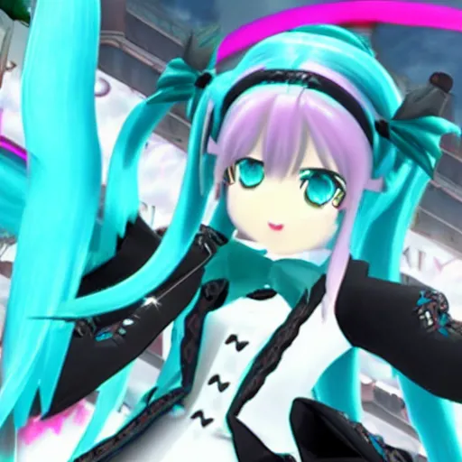 Prompt: Hatsune Miku, Hatsune Miku in Genshin impact, ingame screenshot