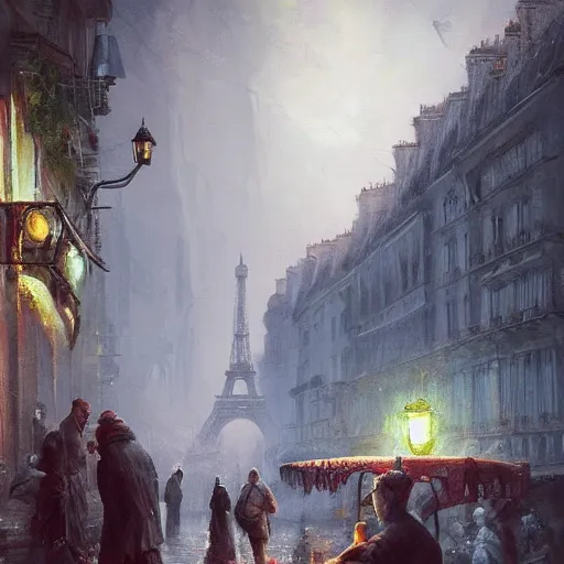 Image similar to a beautiful painting by Grosnez and JUAN PABLO ROLDAN, trending on artstation, highly detailed matte painting 1970's deepfried hyperrealistic Paris crystal salamander blanc guava plum amar