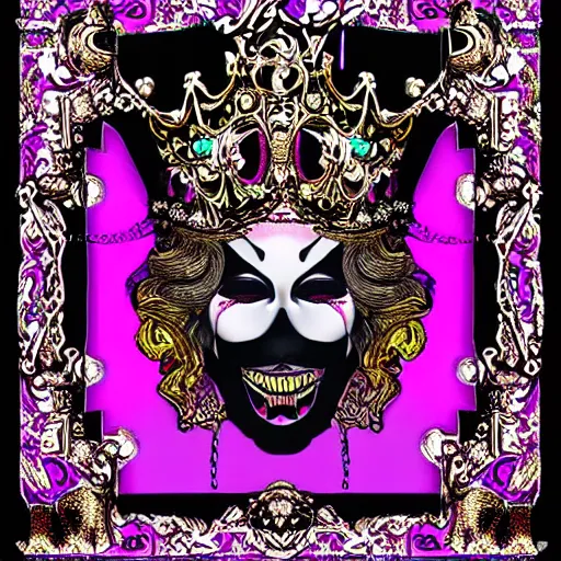 Image similar to baroque bedazzled gothic royalty frames surrounding a pixelsort emo demonic horrorcore Japanese maximalist decora Mad Hatter, sharpened early computer graphics, remastered chromatic aberration