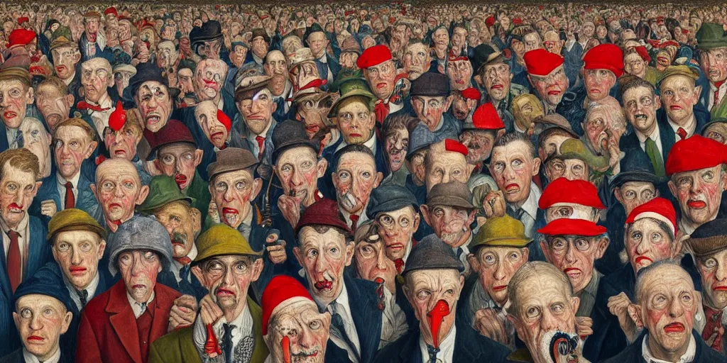 Prompt: where's wally, highly detailed, painting by otto dix, 8 k