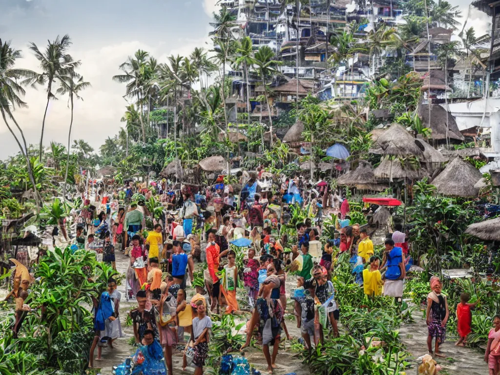 Prompt: a photo of futuristic bali island in the year 2 0 2 7, perfect faces, 5 0 mm, award winning photography