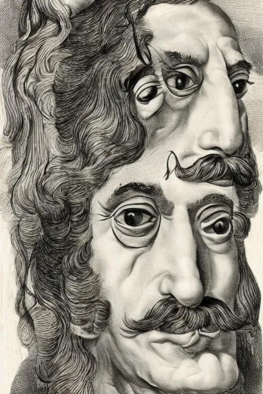 Image similar to salvadore dali mustache, by maria sibylla merian