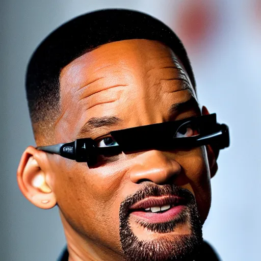 Prompt: will smith wearing big steampunk googles, photo by steve henderson