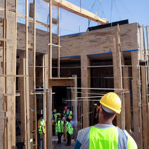 Image similar to construction workers working on a square portal