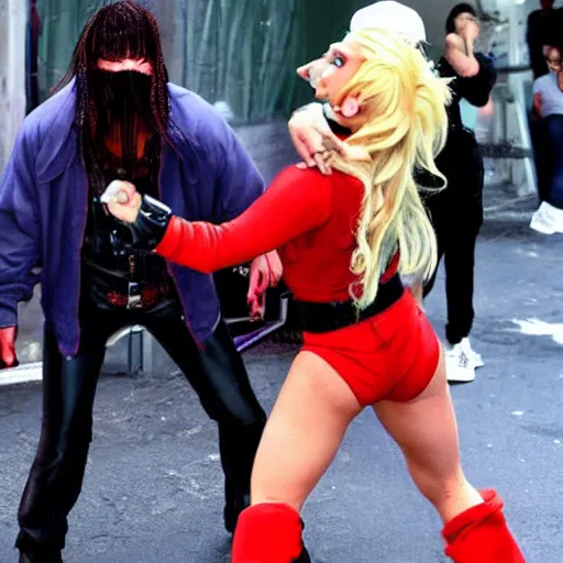 Image similar to britney fighting with lady gaga, street fighter