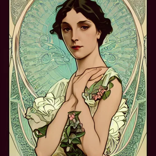 Image similar to an art nouveau illustration in the style of mort kunstler, and in the style of charlie bowater, and in the style of alphonse mucha. floral patterns. symmetry, smooth, sharp focus, semi - realism, intricate detail.