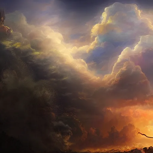 Image similar to concept art trending on art station detailed matte painting of an mystical being meditation in the sky, dramatic, 8k, digital art