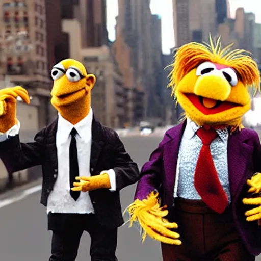 Prompt: muppets take manhattan in the style of phil tippett