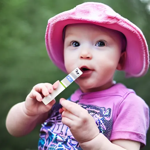 Prompt: baby with a juul