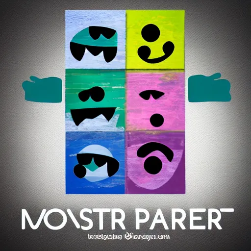 Prompt: monster art palette logo design